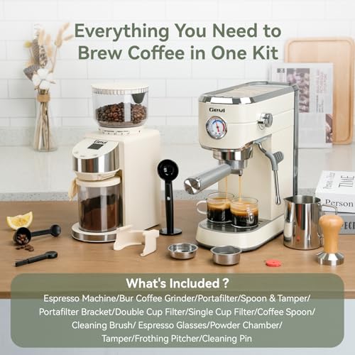 Gevi Espresso Machine 20 Bar with Grinder, Professional Espresso Maker with 35 Precise Grind Settings Burr Coffee Grinders Combos, Super-Automatic Espresso Machines, Ideal for Coffee Lover - My Kitchen Products