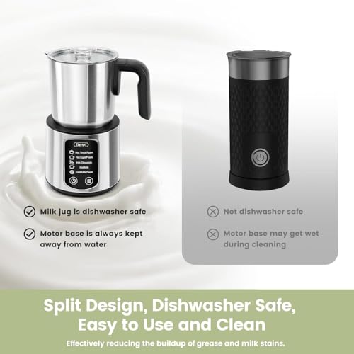 Gevi Milk Frother,5 in 1 Stainless Steel Professional Milk Steamer，Easy to Clean Hot Chocolate Maker,for Hot and Cold Milk Frother for Latte,Macchiato,Cappuccino and Hot Chocolate - My Kitchen Products