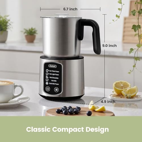 Gevi Milk Frother,5 in 1 Stainless Steel Professional Milk Steamer，Easy to Clean Hot Chocolate Maker,for Hot and Cold Milk Frother for Latte,Macchiato,Cappuccino and Hot Chocolate - My Kitchen Products