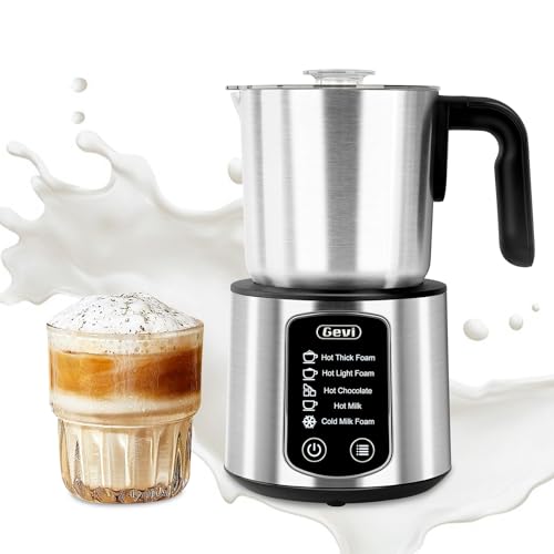 Gevi Milk Frother,5 in 1 Stainless Steel Professional Milk Steamer，Easy to Clean Hot Chocolate Maker,for Hot and Cold Milk Frother for Latte,Macchiato,Cappuccino and Hot Chocolate - My Kitchen Products