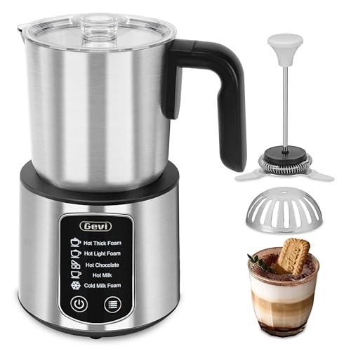 Gevi Milk Frother,5 in 1 Stainless Steel Professional Milk Steamer，Easy to Clean Hot Chocolate Maker,for Hot and Cold Milk Frother for Latte,Macchiato,Cappuccino and Hot Chocolate - My Kitchen Products