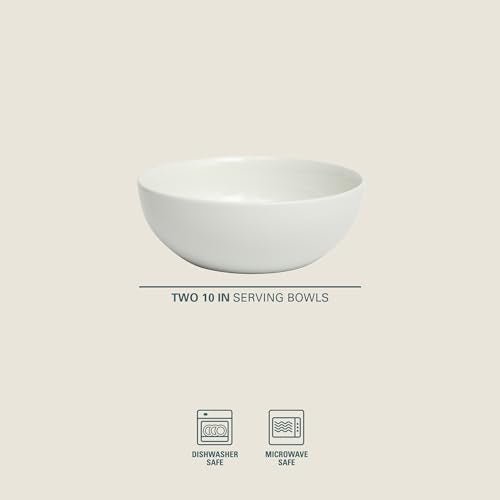 Gibson Home Extra Large Serving Bowls Set of 2-100 oz 10-Inch White Porcelain Salad Bowl Set, Stackable Ceramic Kitchen Bowls, Dishwasher & Microwave Safe - My Kitchen Products