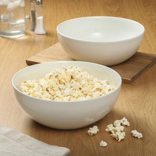 Gibson Home Extra Large Serving Bowls Set of 2-100 oz 10-Inch White Porcelain Salad Bowl Set, Stackable Ceramic Kitchen Bowls, Dishwasher & Microwave Safe - My Kitchen Products