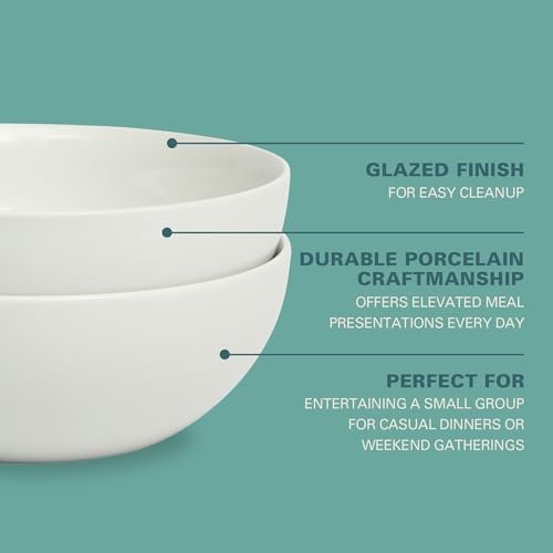 Gibson Home Extra Large Serving Bowls Set of 2-100 oz 10-Inch White Porcelain Salad Bowl Set, Stackable Ceramic Kitchen Bowls, Dishwasher & Microwave Safe - My Kitchen Products