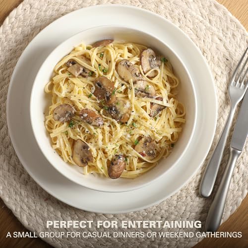 Gibson Home Oslo Dinnerware Set for 4, 16-Piece White Porcelain Plates and Bowls — Ceramic Dish Set | Microwave & Dishwasher Safe - My Kitchen Products