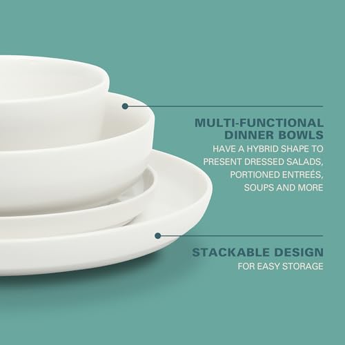 Gibson Home Oslo Dinnerware Set for 4, 16-Piece White Porcelain Plates and Bowls — Ceramic Dish Set | Microwave & Dishwasher Safe - My Kitchen Products