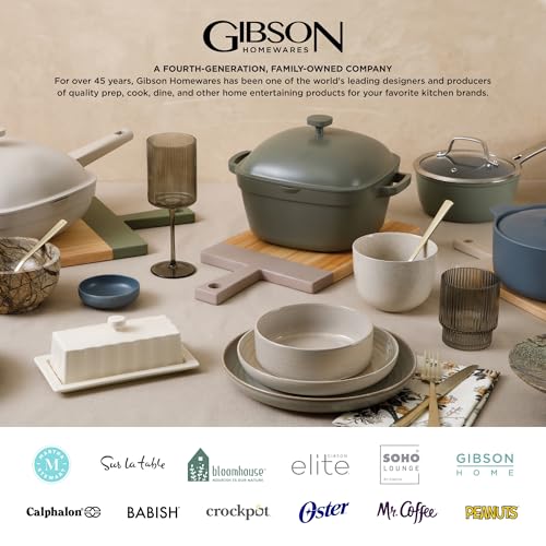 Gibson Home Rockaway 12-Piece Stoneware Dinnerware Set, Matte Finish, Service for 4, Modern Ceramic Plates and Bowls, Microwave & Dishwasher Safe – Soft Gray - Service for 4 - My Kitchen Products