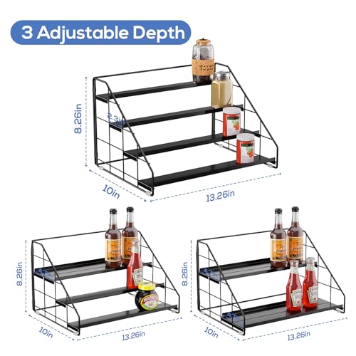 GIGIFTREE Spice Rack Organizer for Cabinet, 4 Tiered Spice Rack Organizer, Tiered Adjustable Spice Shelf for Kitchen Countertop Organization, Bright Black - My Kitchen Products
