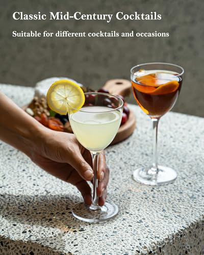 GIHOP Nick and Nora Cocktail Glasses, 5.8Oz Hand Blown Martini Glasses Set of 6, 100% Lead-Free Craystal Coupe Glassware, Small Cocktail Glasses for Manhattan, Cosmopolitan, Espresso with Gift Box - My Kitchen Products