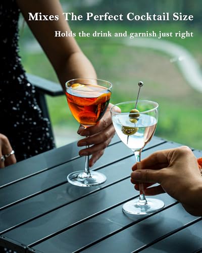 GIHOP Nick and Nora Cocktail Glasses, 5.8Oz Hand Blown Martini Glasses Set of 6, 100% Lead-Free Craystal Coupe Glassware, Small Cocktail Glasses for Manhattan, Cosmopolitan, Espresso with Gift Box - My Kitchen Products