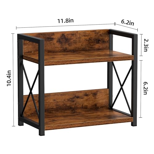 Giikin Countertop Shelf Organizer, 2 Tier Kitchen Spice Rack for Countertop, Wood Coffee Counter Shelf Organizer for Home (Brown, S) - My Kitchen Products