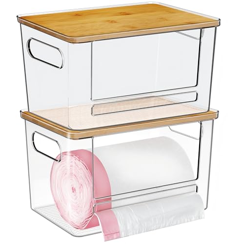 Ginnerella Trash Bag Dispenser 2 Pack, Under Sink Organizer, Plastic Bag