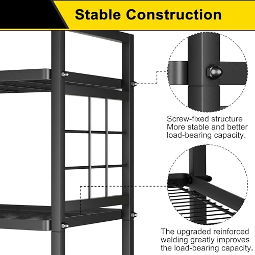 GIOTORENT 5-Wire Standing Book Shelf & Bookcase, Metal Storage Shelving Unit Pantry Rack for Laundry Kitchen Bathroom Organizer, Black - My Kitchen Products