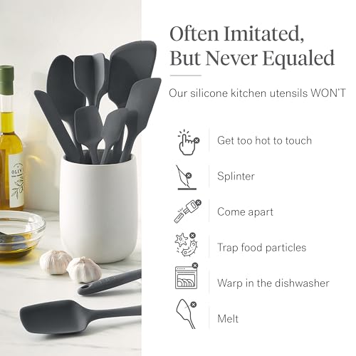 GIR: Get It Right 10-Piece Silicone Essentials Kitchen utensils set - Ladle, Spatula, Flip, Spoon & Spoonula - Non toxic cooking utensils for Nonstick Cookware, Cooking and Baking - Charcoal - My Kitchen Products