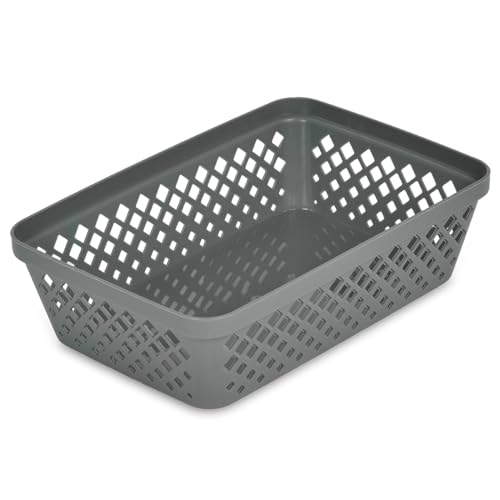 Glad Plastic Storage Basket Set - Multipurpose Drawer Trays, Kitchen Pantry Containers, and Bathroom Bins - 6 Pack Medium Organizers, Grey - My Kitchen Products