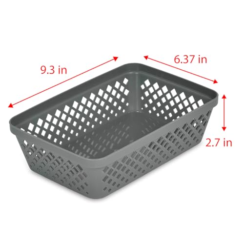 Glad Plastic Storage Basket Set - Multipurpose Drawer Trays, Kitchen Pantry Containers, and Bathroom Bins - 6 Pack Medium Organizers, Grey - My Kitchen Products