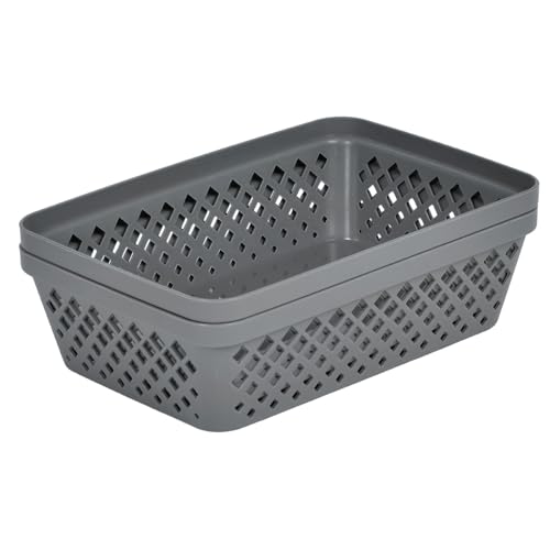 Glad Plastic Storage Basket Set - Multipurpose Drawer Trays, Kitchen Pantry Containers, and Bathroom Bins - 6 Pack Medium Organizers, Grey - My Kitchen Products