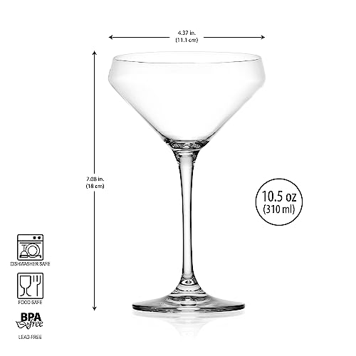 Glaver's Martini Glasses Set of 4 Cocktail Glasses, 10.5 Ounce Stemmed Margarita Glasses, for Bar, Martinis, Cosmopolitan, Gimlet, Elegant Packaging - My Kitchen Products