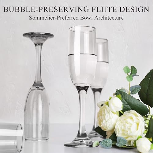 GLAZVIA Champagne Flutes Glasses Set of 6-6oz Elegant Glass, Classic Long Stem Clear Champagne Flute Gift for Wedding, Anniversaries, Parties, Birthday, Restaurant, Home Bar - My Kitchen Products