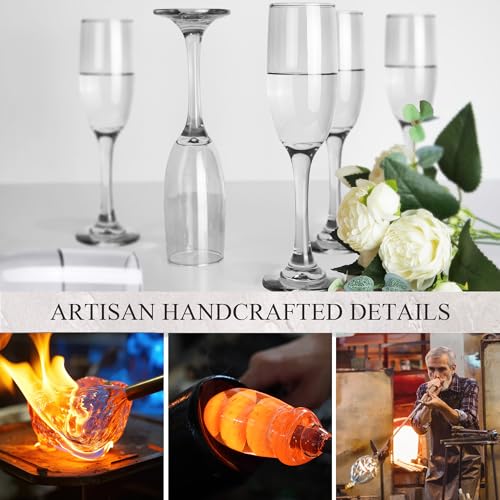 GLAZVIA Champagne Flutes Glasses Set of 6-6oz Elegant Glass, Classic Long Stem Clear Champagne Flute Gift for Wedding, Anniversaries, Parties, Birthday, Restaurant, Home Bar - My Kitchen Products