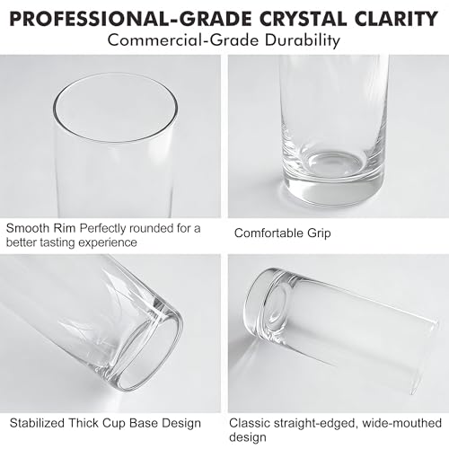 GLAZVIA Highball Glasses Set of 6,13oz Clear Drinking Glass Cups for Mixed Drink Cocktail, Beer, Mojito, Water and Juice, Thick Tall Crystal Glassware for Kitchen, Restaurant, Home Bar and Parties - My Kitchen Products