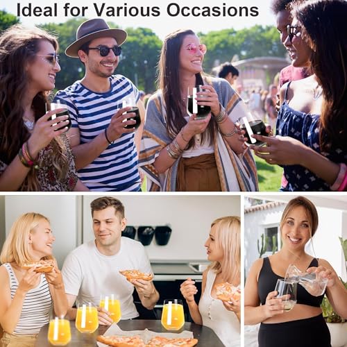 GLAZVIA Stemless Wine Glasses Set of 6, 15oz Clear Drinking Glassware Dishwasher Safe, Wine Glass Tumblers for Red or White, Gift for Party, Holiday, Anniversary, Restaurant, Home Bar, Daily Use - My Kitchen Products