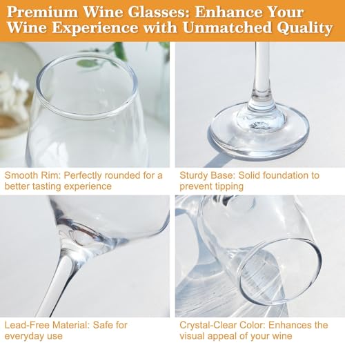 GLAZVIA Wine Glasses Set of 6, 12oz Classic Stemmed Glasses, Thick & Clear, Dishwasher Safe Stemware for Red or White, Gift for Party, Holiday, Anniversary, Restaurant, Home Bar, Daily Use - My Kitchen Products