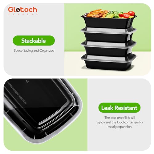 Glotoch 16oz 10-Pack Meal Prep Containers with Lids Reusable, plastic food storage containers sturdy leakproof, Microwave/freezer/dishwasher safe to go food containers, Black - My Kitchen Products