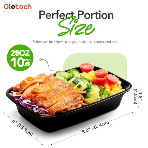 Glotoch 28oz Meal Prep Containers, 10 Pack (20-Piece) Reusable Food Storage Containers with Lids Microwave, Freezer, Dishwasher Safe - Leakproof & BPA Free Durable Plastic Lunch Box To Go Take Out - My Kitchen Products