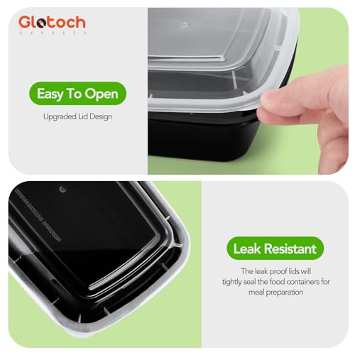 Glotoch 28oz Meal Prep Containers, 10 Pack (20-Piece) Reusable Food Storage Containers with Lids Microwave, Freezer, Dishwasher Safe - Leakproof & BPA Free Durable Plastic Lunch Box To Go Take Out - My Kitchen Products