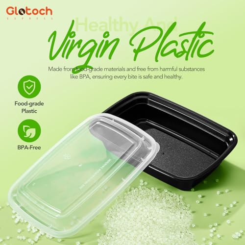 Glotoch 28oz Meal Prep Containers, 10 Pack (20-Piece) Reusable Food Storage Containers with Lids Microwave, Freezer, Dishwasher Safe - Leakproof & BPA Free Durable Plastic Lunch Box To Go Take Out - My Kitchen Products