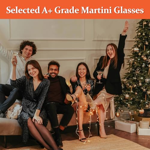 Gnimihz Etched Martini Glasses Set of 4-9 oz, Handmade Premium Crystal Cocktail Glasses, Martini, Cosmopolitan, Manhattan, Gimlet, Pisco Sour, Christmas Gifts for Men Women, Etched - My Kitchen Products