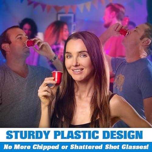 GoBig 200 Pack 2 oz Plastic Shot Cups - Mini 2oz Party Cups, Red - My Kitchen Products