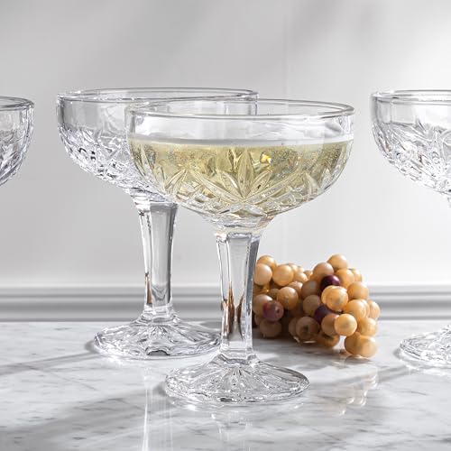 Godinger Champagne Glasses, Champagne Glass Set, Coupes Barware Martini Glasses - Set of 4, 6oz., Dublin Crystal Collection - My Kitchen Products