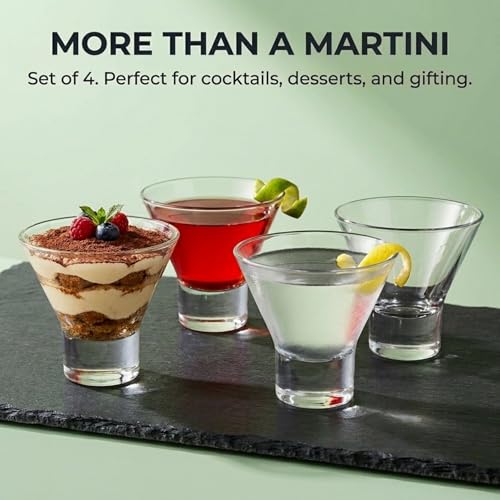 Godinger Martini Glasses, Italian Cocktail Glasses, Dessert Cups, Set of 4, 8oz - Made in Italy - My Kitchen Products