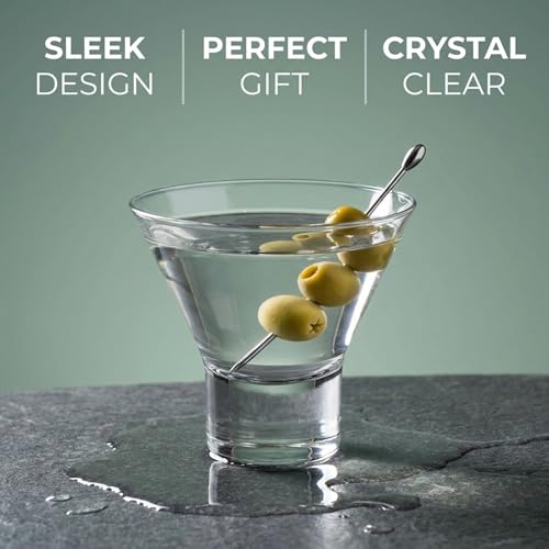 Godinger Martini Glasses, Italian Cocktail Glasses, Dessert Cups, Set of 4, 8oz - Made in Italy - My Kitchen Products