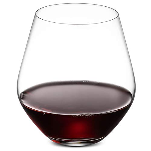 Godinger Wine Glasses, Stemless Wine Glasses, Red Wine Drinking Glasses, Stemless Wine Glass - 17oz, Set of 4 - Made in Europe - My Kitchen Products