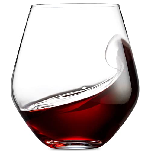 Godinger Wine Glasses, Stemless Wine Glasses, Red Wine Drinking Glasses, Stemless Wine Glass - 17oz, Set of 4 - Made in Europe - My Kitchen Products