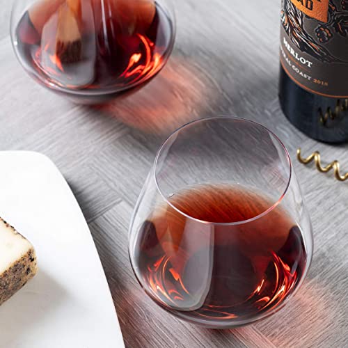 Godinger Wine Glasses, Stemless Wine Glasses, Red Wine Drinking Glasses, Stemless Wine Glass - 17oz, Set of 4 - Made in Europe - My Kitchen Products
