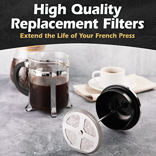 Gold Lion Gear French Press Replacement Filter (2pack) - Includes Metal Center Ring - Universal 8Cup Stainless Steel Reusable Filter - My Kitchen Products