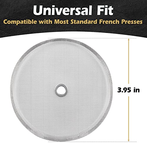 Gold Lion Gear French Press Replacement Filter (2pack) - Includes Metal Center Ring - Universal 8Cup Stainless Steel Reusable Filter - My Kitchen Products