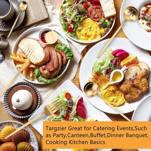 Gold Stainless Steel Serving Utensils Set, 5 Pcs - 10.8 Inch Serving Fork, 10.3 Inch Slotted Spoon, Sugar Spoon, Butter Knife for Buffet - My Kitchen Products