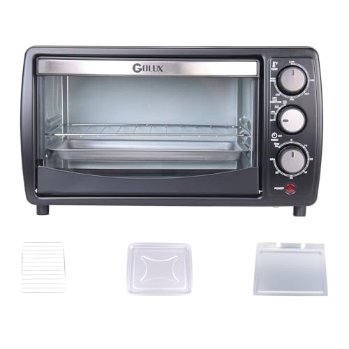 GOLUX GT12 Black Countertop Toaster Oven, 12L Compact Small Oven, 1200W, Fits 4 Slices, 4 Cooking Modes, 60-Min Timer & Adjustable Temperature, For Toast, Bake & Broil, Ideal for Apartment & Dorm - My Kitchen Products