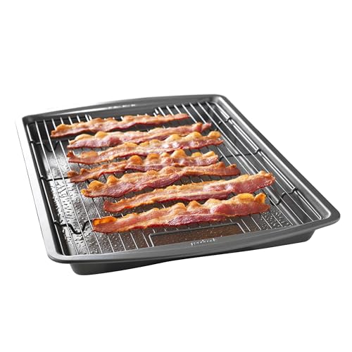 GoodCook 15” x 10.5” Nonstick Carbon Steel Baking Pan & Raised Wire Rack – Pizza Crisper, Crispy Bacon, Multipurpose Cooking Sheet Pan, Cooling Rack, Kitchen Cookware Set, Dishwasher Safe - My Kitchen Products