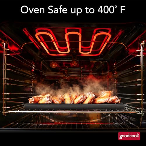 GoodCook 15” x 10.5” Nonstick Carbon Steel Baking Pan & Raised Wire Rack – Pizza Crisper, Crispy Bacon, Multipurpose Cooking Sheet Pan, Cooling Rack, Kitchen Cookware Set, Dishwasher Safe - My Kitchen Products