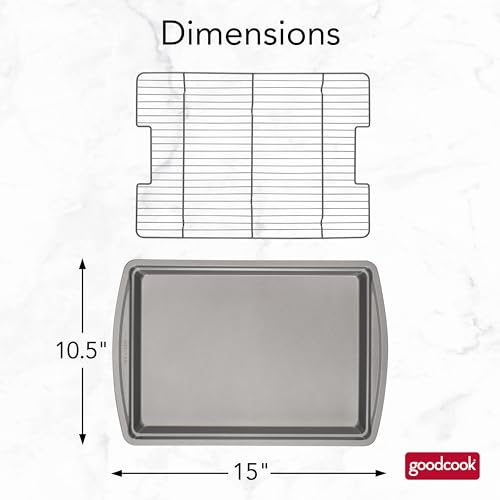 GoodCook 15” x 10.5” Nonstick Carbon Steel Baking Pan & Raised Wire Rack – Pizza Crisper, Crispy Bacon, Multipurpose Cooking Sheet Pan, Cooling Rack, Kitchen Cookware Set, Dishwasher Safe - My Kitchen Products