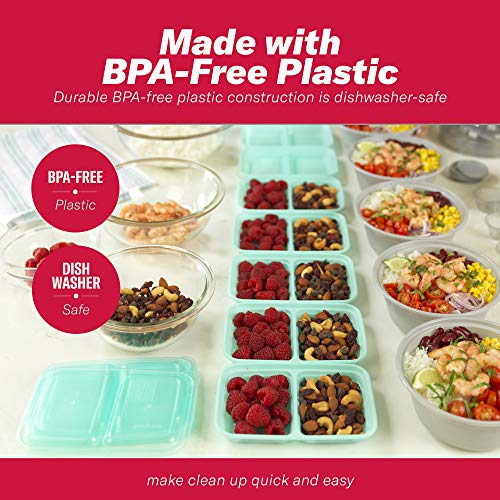 GoodCook 2-Compartment Food Storage Container Set with Snap-Shut Lids, Reusable Divided Snack Containers with Lids, Set of 10, Blue - My Kitchen Products