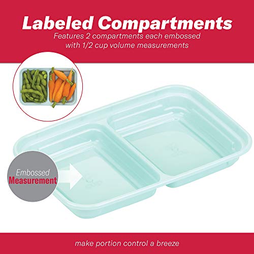 GoodCook 2-Compartment Food Storage Container Set with Snap-Shut Lids, Reusable Divided Snack Containers with Lids, Set of 10, Blue - My Kitchen Products