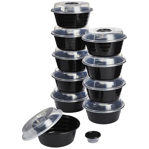 GoodCook 4-Cup Meal Prep Bowls Set with Lids and Dressing Cup, Microwavable Food Storage Containers for Meal Prepping, Set of 10, Black - My Kitchen Products