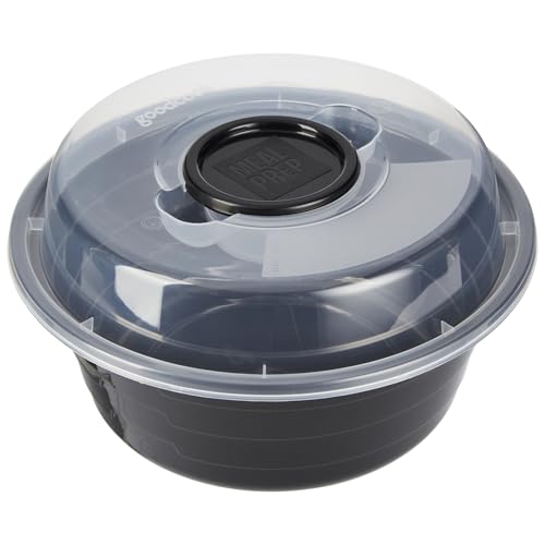 GoodCook 4-Cup Meal Prep Bowls Set with Lids and Dressing Cup, Microwavable Food Storage Containers for Meal Prepping, Set of 10, Black - My Kitchen Products